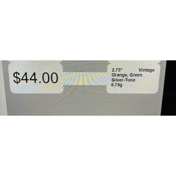 Retro Flower Brooch Orange & Green Enamel Metal Pin 2.75" - Picture 4 of 4